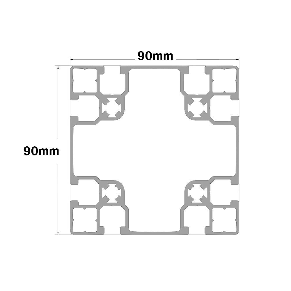 10-909045C-0-60IN MODULAR SOLUTIONS EXTRUDED PROFILE<br>90MM X 90MM X 45MM CORNER POST, CUT TO THE LENGTH OF 60 INCH